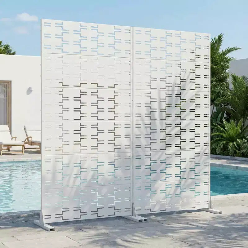 MAYEERTY Brick 01 White Galvanized Steel Room Divider, 72x35x16, 6-Piece Double-Sided Minimalist Screen