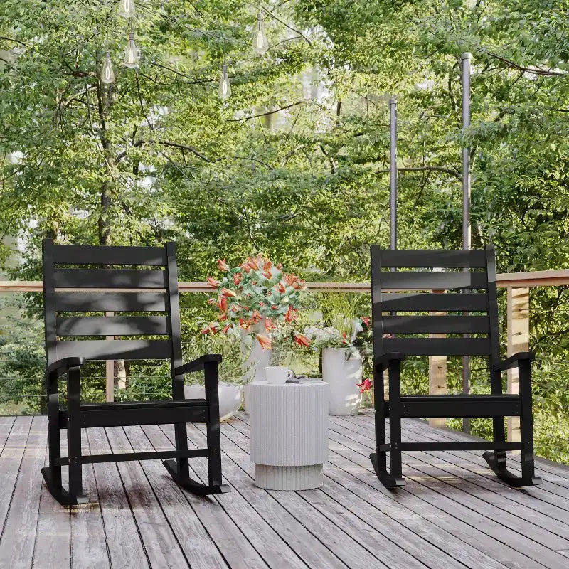 Flash Furniture Manchester Set of 2 Contemporary Rocking Chairs, All-Weather HDPE Indoor/Outdoor Rockers
