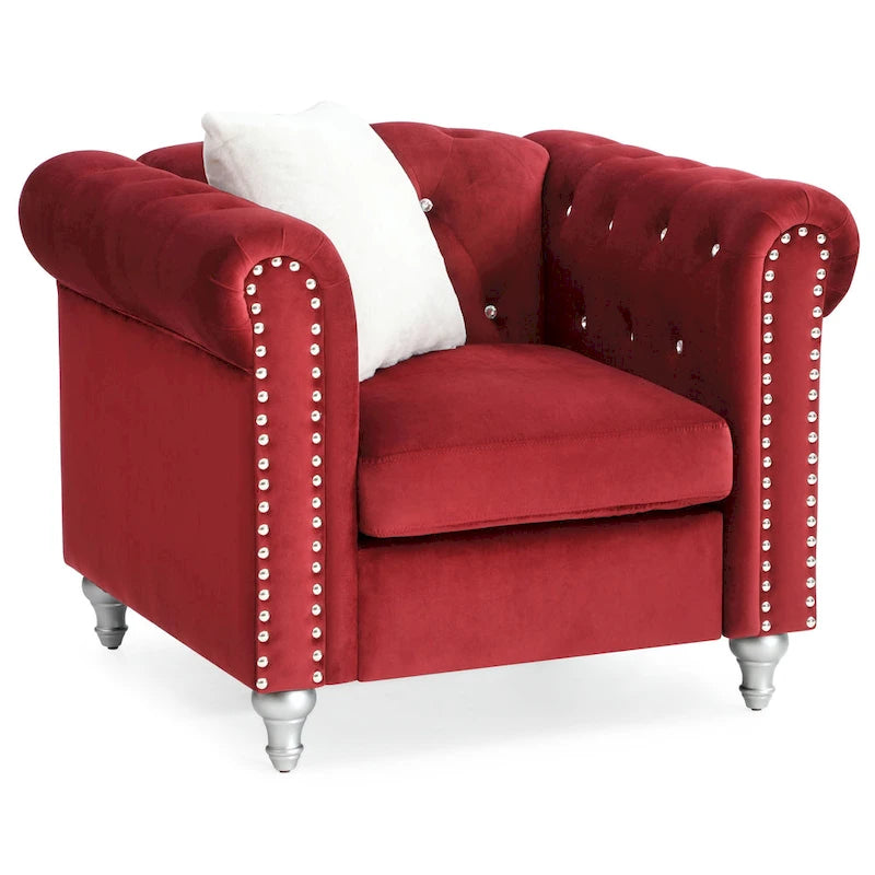 Velvet Crystal Accent Chair