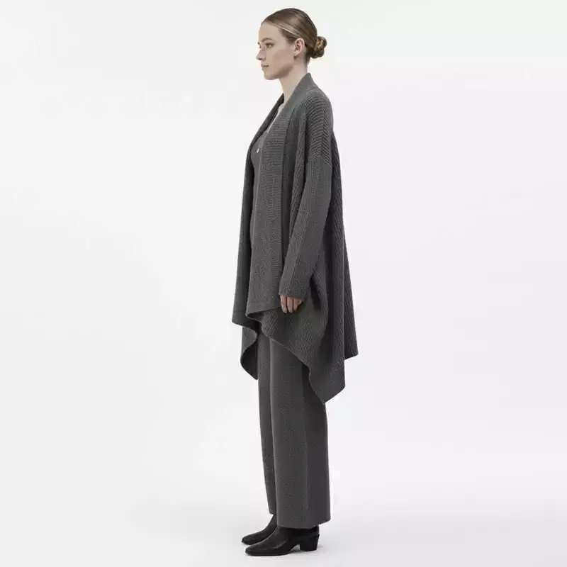 Cherie Code Womens Knit 3Piece Lounge Set  Long Duster Cardigan, Knit Tank & WideLeg Pants