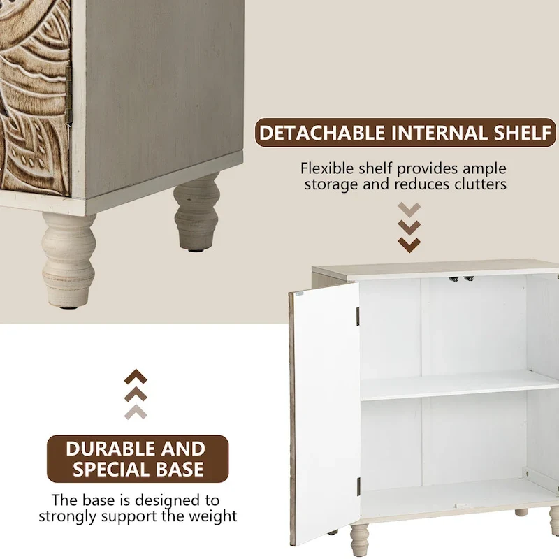 COSIEST Vintage Sideboard Storage Cabinet and Buffet