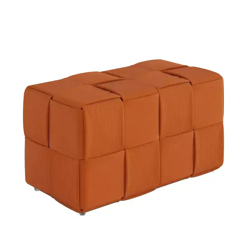 GDFStudio Valerie Rectangle Corduroy Woven Design Ottoman