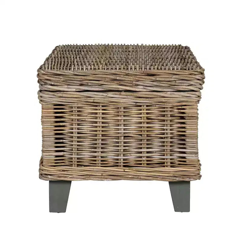 East at Main 22" Seascape Driftwood Rattan Coffee Table: Handwoven, No Assembly, Mango Wood