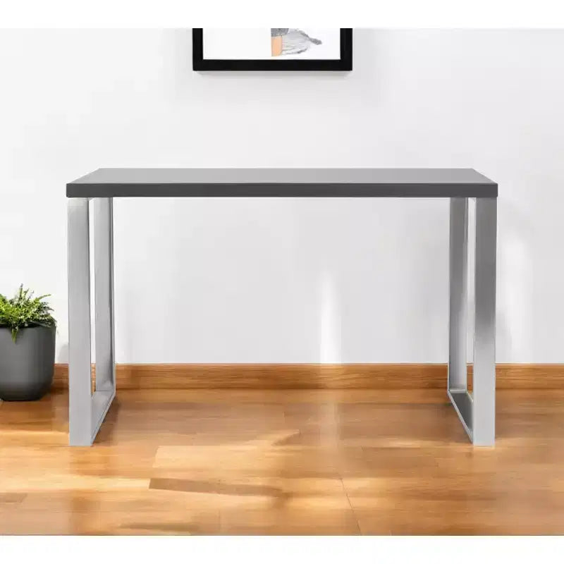 47 Gray and Silver Wood and Stainless Steel Sled Writing Desk