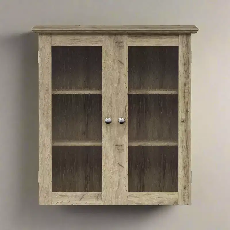 Connor Removable Two-Door Wall Cabinet with Adjustable Shelves, Walnut