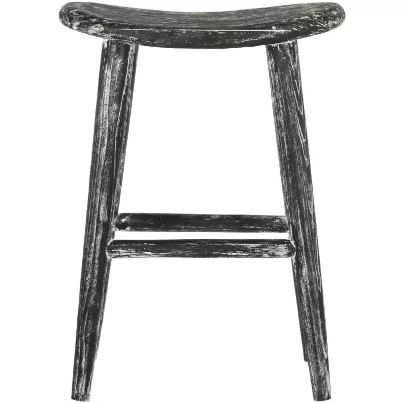 Colton Wood Counter Stool - BST1000 - Black/White Wash/Sungkai Wood - Safavieh