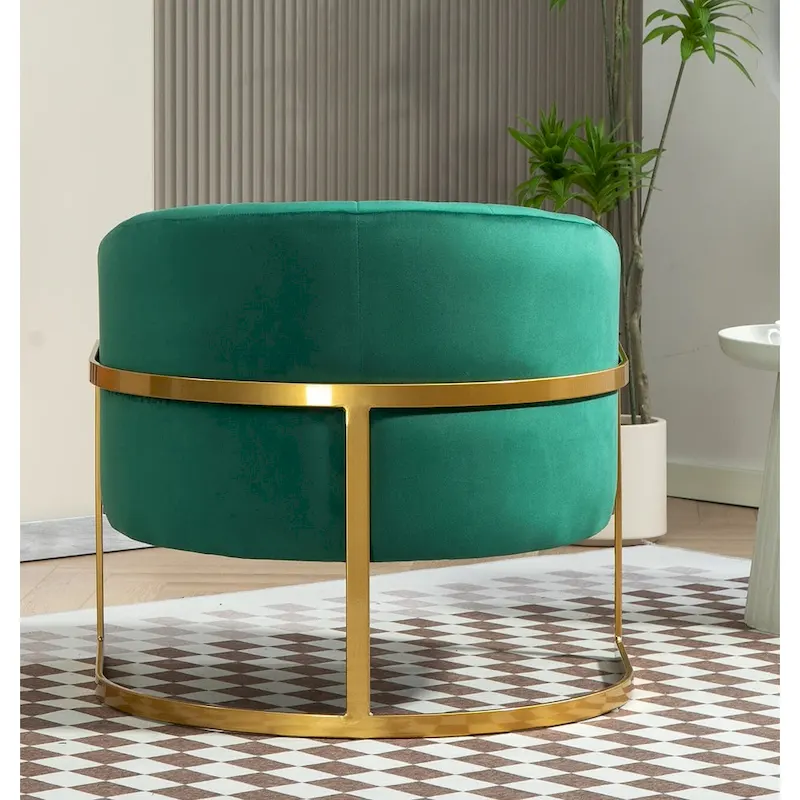 Velvet Accent Armchair with Gold Metal Frame