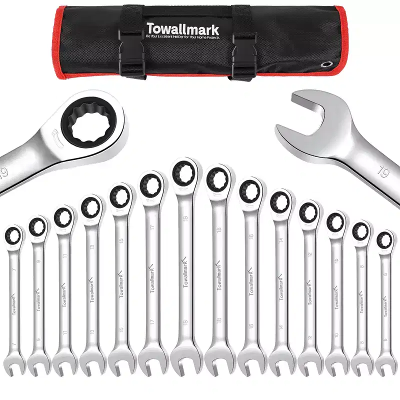 COZONY 12Piece FlexHead Ratcheting Wrench Set, Metric 819mm 72Tooth CrV Steel with Storage Bag for Car Bike Home Repair