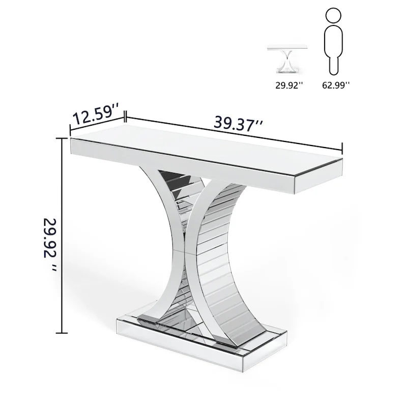 Mirrored Console Table with X-Cross Legs