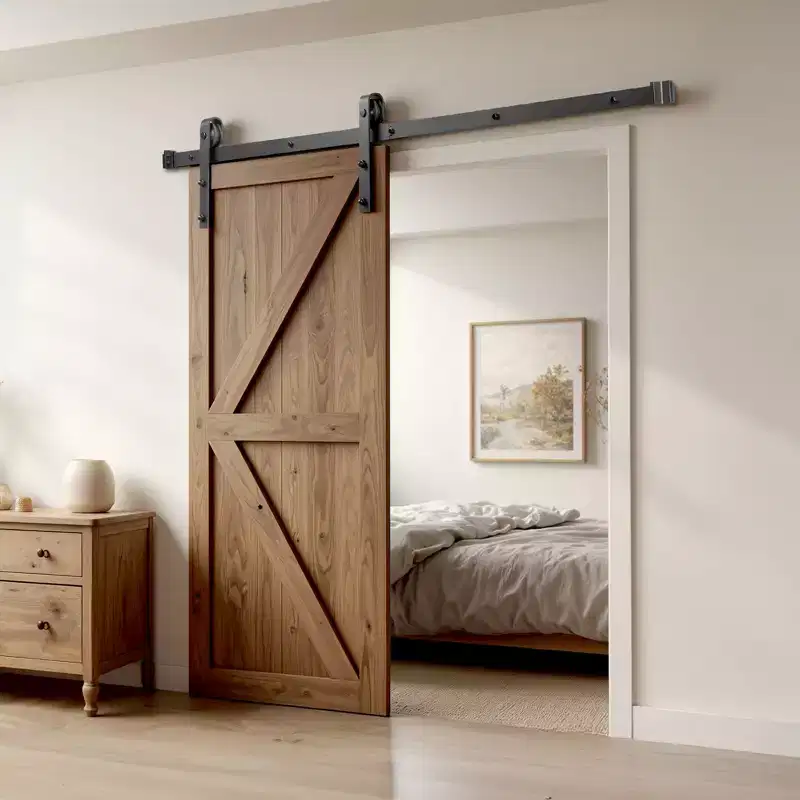 VEVOR 5FT Sliding Barn Door Hardware Kit, 330 LBS Weight Capacity, Compatible with 30 In Max Width & 1-3/8 to 1-3/4 In Single Sliding Barn Door,Black