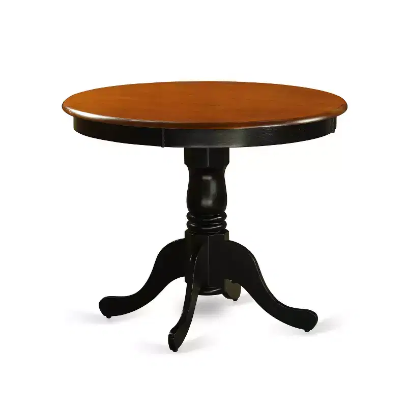 HomeStock Belmont 3Pc Rounded 36 Inch Family Table And Two Solid Wood Seat Kitchen Chairs
