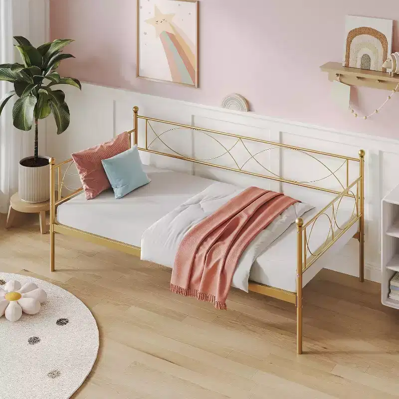 Twin Metal Daybed Frame with Steel Slat Support