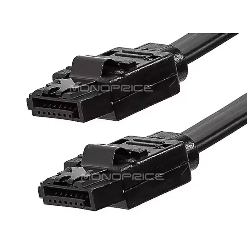 Monoprice DATA Cable - 1.5 Feet - Black | SATA 6Gbps Cable with Locking Latch, data transfer speeds of up to 6 Gbps