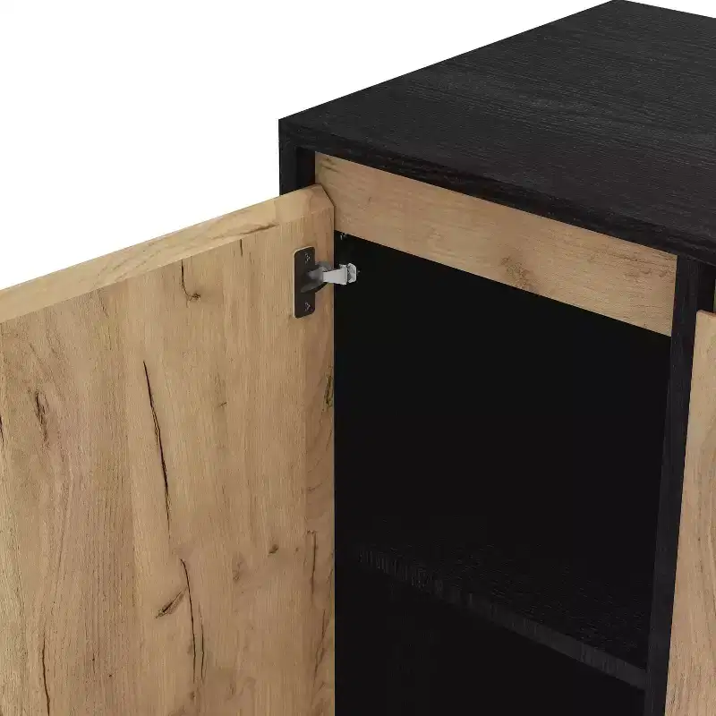 Andrew Mid-Century Modern Buffet Server Light Oak/Black - miBasics