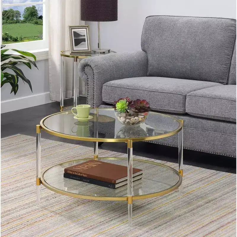 Royal Crest 2 Tier Acrylic Glass Coffee Table - Breighton Home