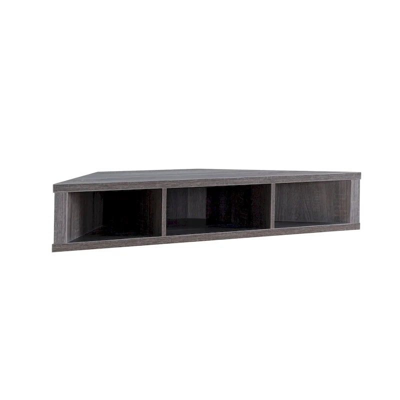 47 Corner Floating TV Stand, 3 Shelves, Transitional Style, Space-Saving Wall Mount