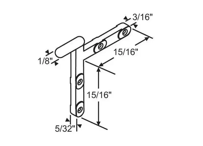 Brixwell Corner Key Window Hardware, Zinc Material, 15/16 Top Arm Length, 15/16 Vertical Leg Length, 1/8 End Offset, Silver Finish