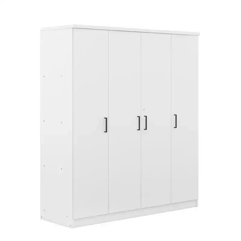 Armoire-penderie en bois à 4 portes avec tringle, 1 tiroir et étagères de rangement