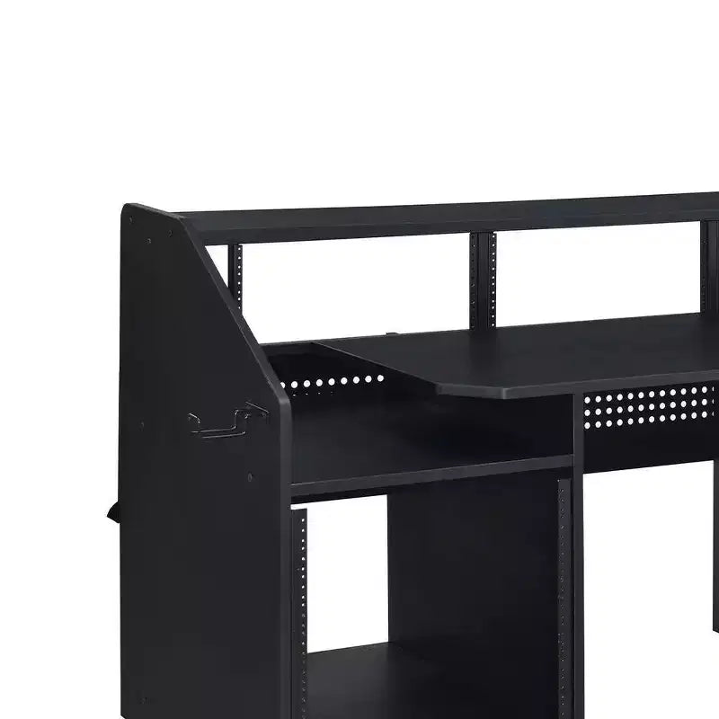 Annette 71" Desks Black - Acme Furniture: Sturdy Metal Frame, Wood Composite, Open Storage Shelf