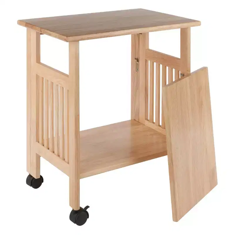 Foldable Printer Stand Natural - Winsome: Office Furniture with Shelves & Wheels