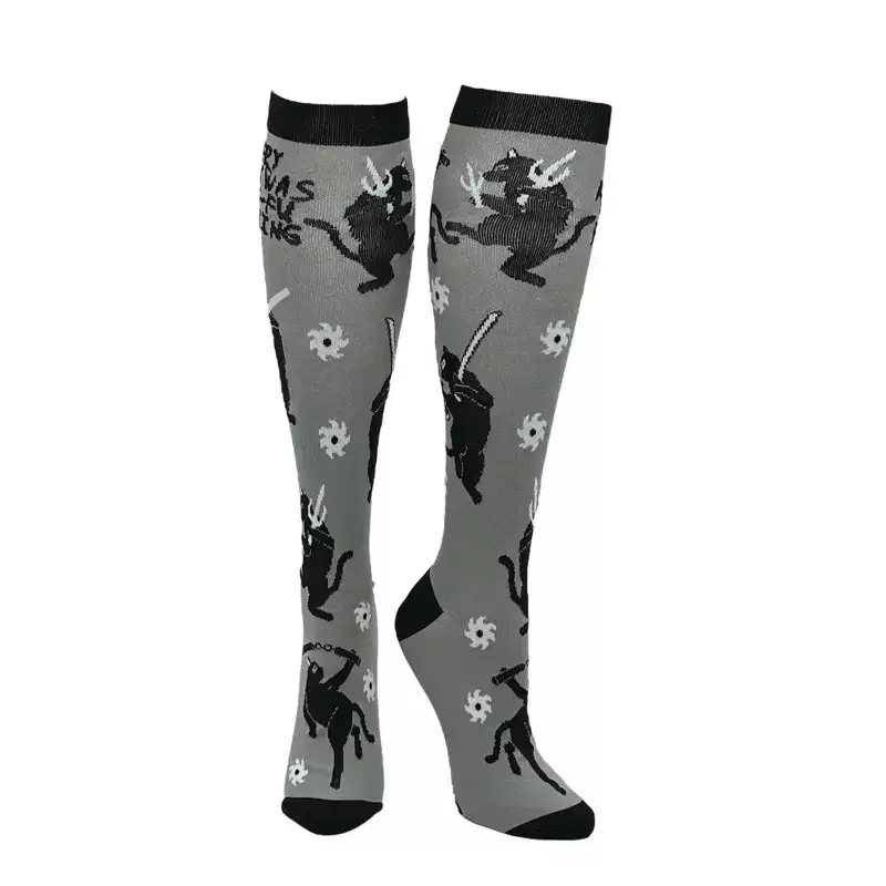 Adult Every Kitty Was Kung Fu Fighting Funny Compression Socks for Men and Women - Crazy Dog Compression Socks For Cat Lovers