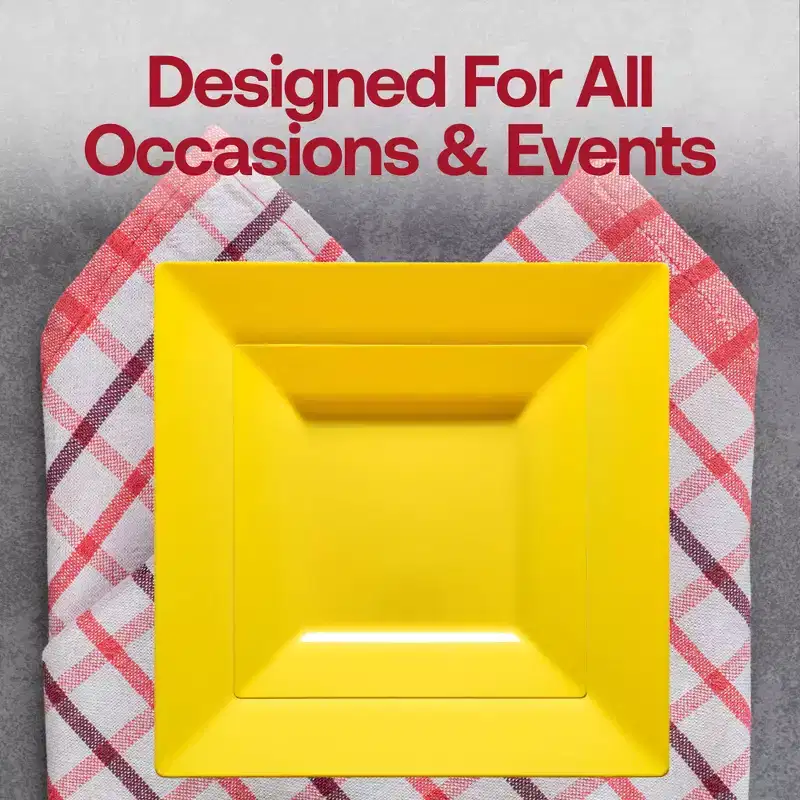 Smarty Had A Party Yellow Square Plastic Dinnerware Value Set - 40 Sets