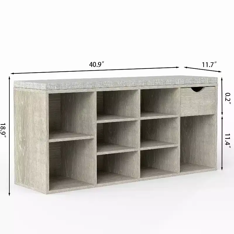 Shoe Change Stool with Cushioned Seat, Shoe Changing Bench with Organizer for Entryway, Living Room