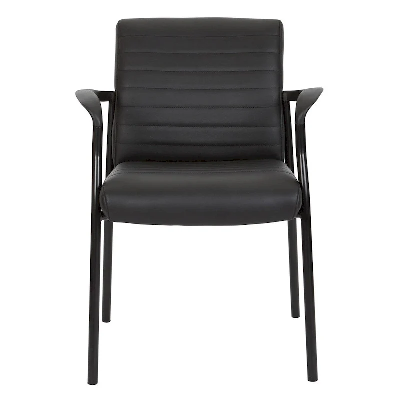 Guest Chair in Faux Leather and Black Frame