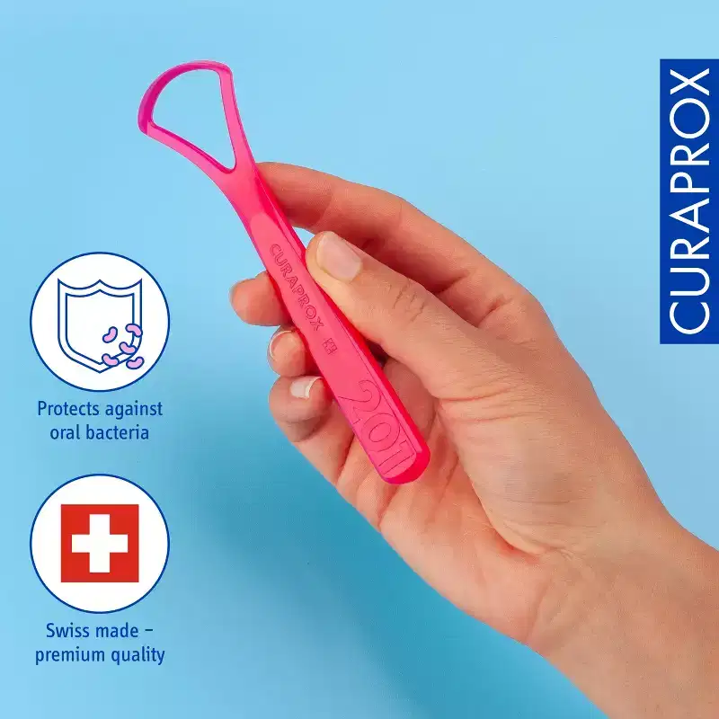 Curaprox Tongue Scraper Set  Dual-Edge Tongue Cleaners for Fresh Breath & Daily Oral Hygiene, 2 pcs