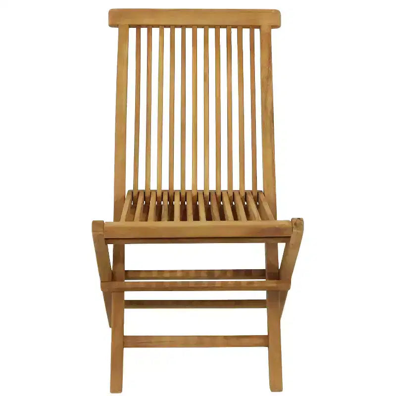 Sunnydaze Outdoor Solid Teak Wood with Stained Finish Hyannis Folding Dining Chairs - Light Brown