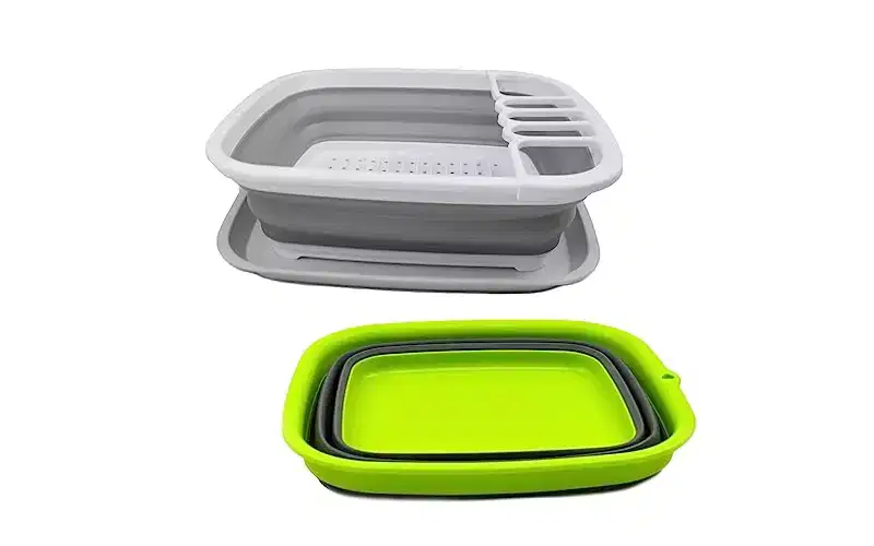 SAMMART 7.7L (2 Gallons) Collapsible Tub & 8L (2.11Gallons) Collapsible Dish Drainer with Drainer Board, Set of 2