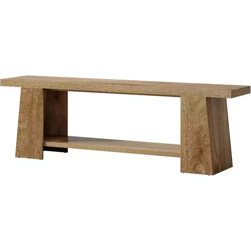 59-Inch 2-Tier Entryway Bench with Storage Shelves
