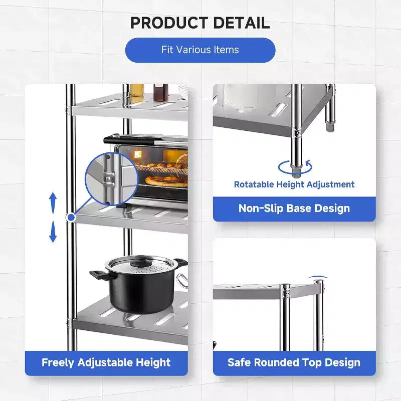COZONY Heavy Duty Storage Shelf, Metal Shelving Unit with High Capacity for Kitchen Garage Office Warehouse