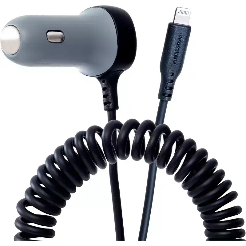 Ventev 27W Ultrafast Dual Car Charger With Apple Lightning Travel Cable