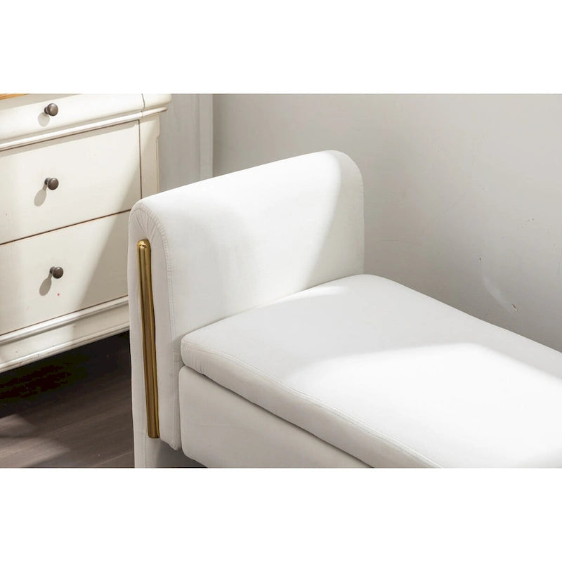 Velvet Storage Bench with Metal Trim