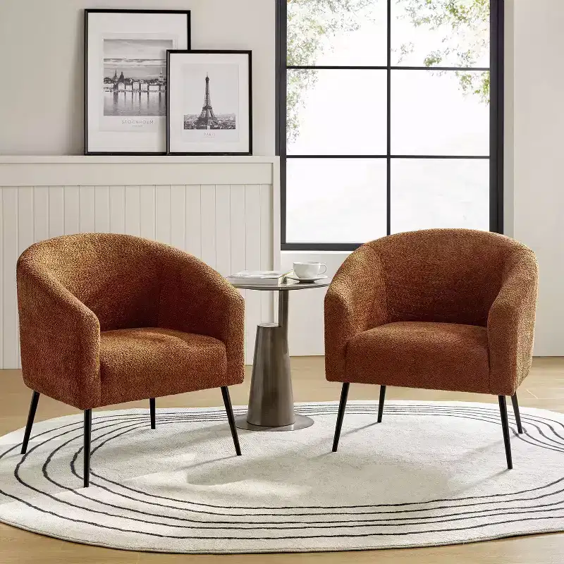 Guy Modern Boucle Armchair Set of 2 with metal leg ART OF LIVING DESIGNS