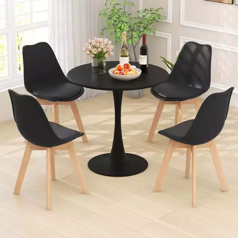 Modern Round Dining Table with 4 Chairs for Small Space Kitchen