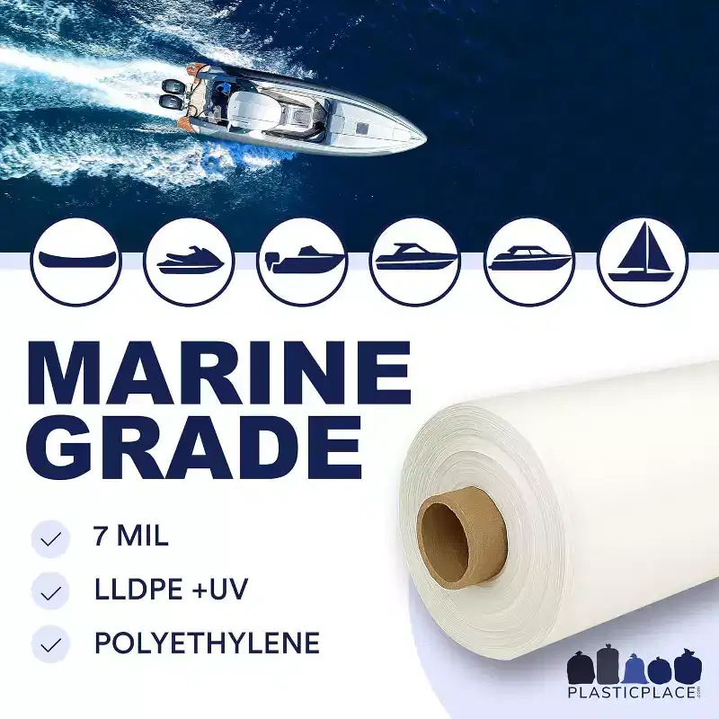 Plasticplace Extra-Large 14 x 128 Boat Shrink Wrap Roll  Heavy-Duty, UV-Resistant for Boats, RVs & Outdoor Equipment