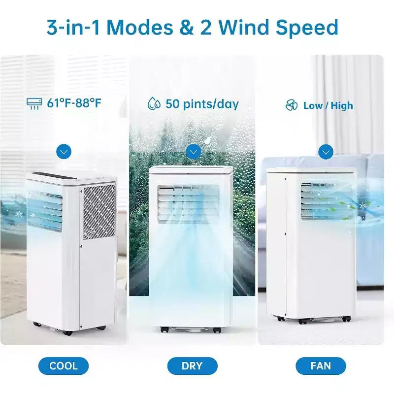 8000 BTU Portable Air Conditioner,Quiet Portable Cooling AC Up to 450 Sq.Ft.