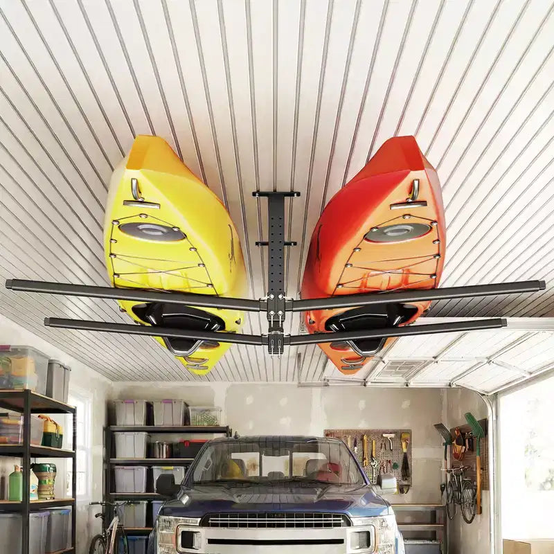 VEVOR Kayak Storage Rack for 2 Kayaks, Holds Up to 250 lbs, Heavy Duty Adjustable Ceiling Rack for Garage Ceiling Mount, Black