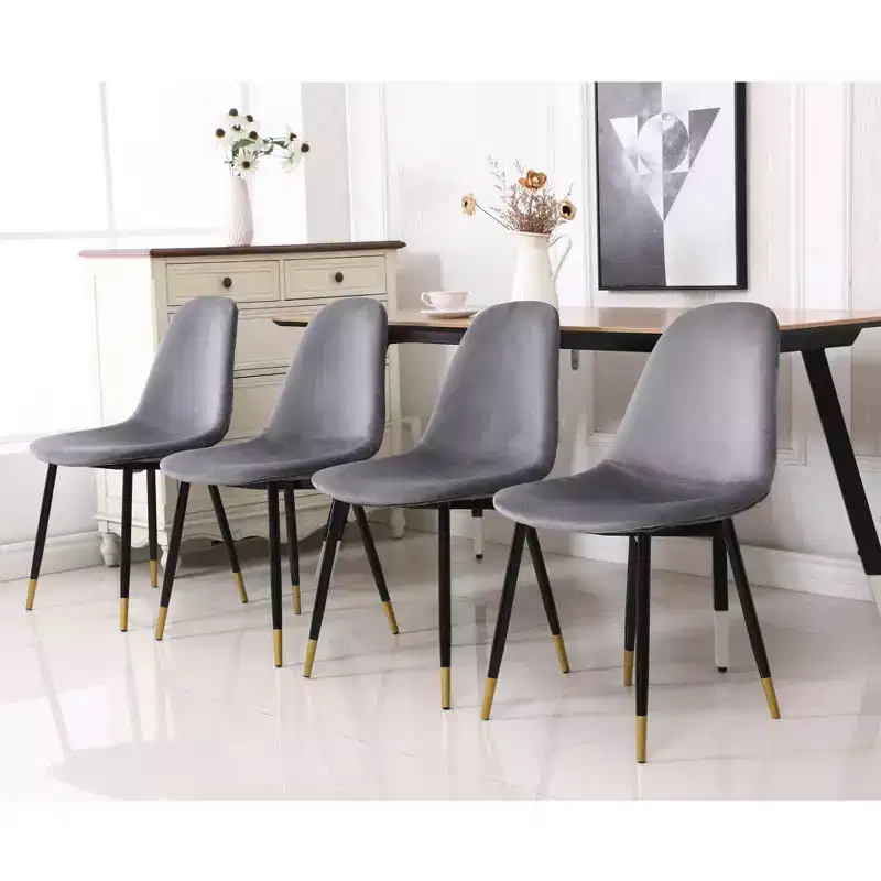 Contemporary Fabric Dining Chairs, Gray, Set of 4