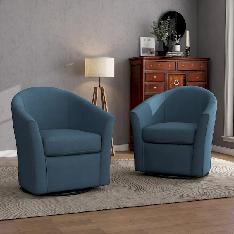 Ensemble de 2 fauteuils pivotants modernes rembourrés de style tonneau, fauteuils d'appoint pour salon