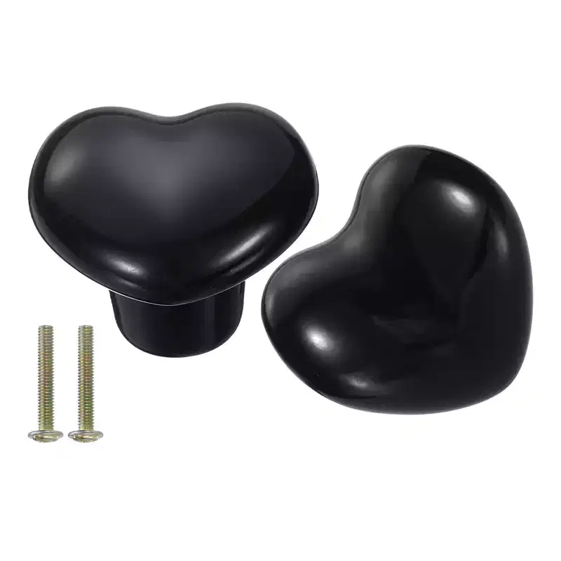 Unique Bargains Heart-Shaped Ceramic Drawer Knobs with Screw for Cupboard Wardrobe 2 Pcs