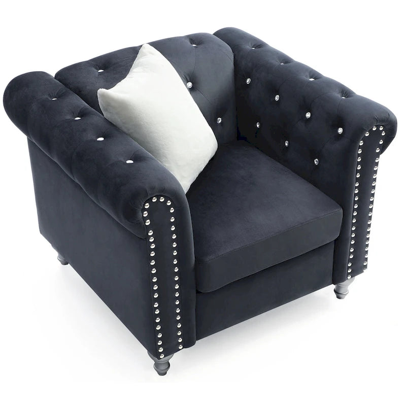 Velvet Crystal Accent Chair