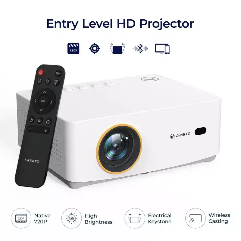 Vankyo Leisure 470W 720P Portable Projector with Wireless Connectivity: Adjustable Focus, HDMI Connection, 20000 Hour Bulb Life