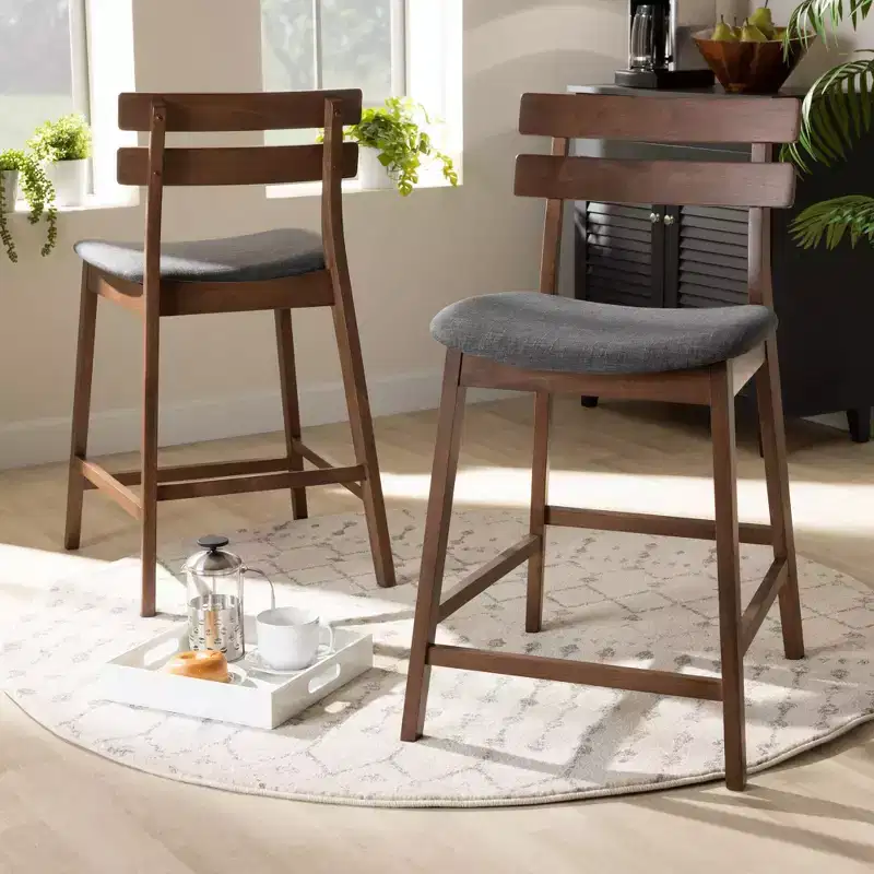 Set of 2 Larine Wood Counter Height Barstools - Baxton Studio