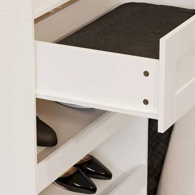 Armoire d'angle avec 2 tringles, un porte-pantalons et un meuble de rangement pour chaussures