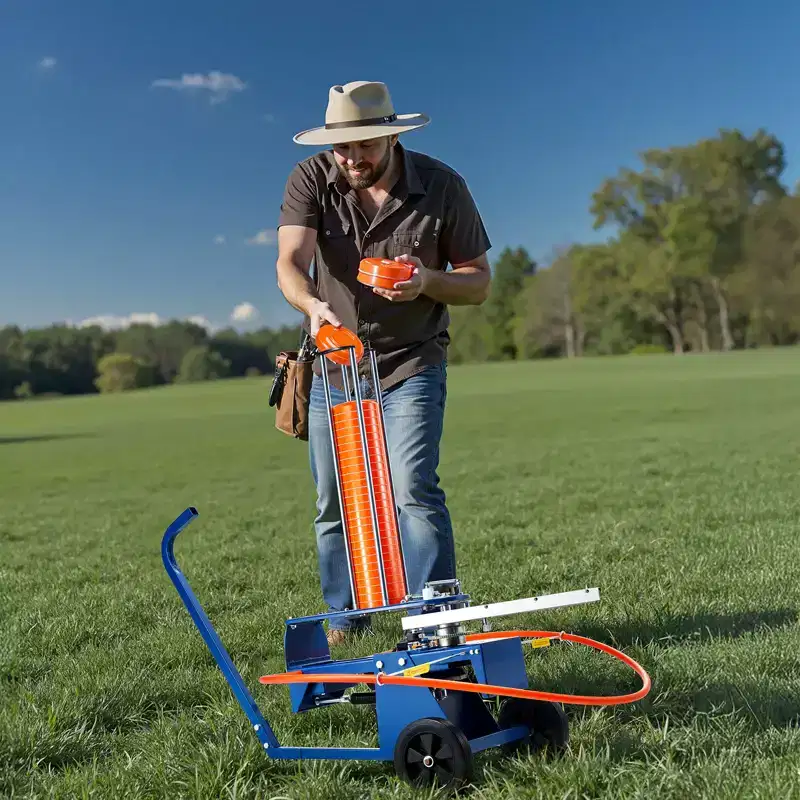 VEVOR Clay Thrower, Max 50 Clays Pigeon Thrower, 55+ Yards Automatic Skeet and Trap Launcher on Wheels - with Adjustable Angle,Blue