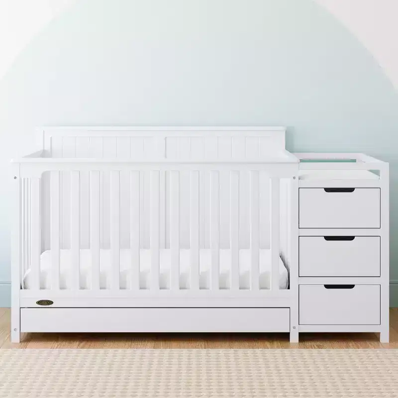 5-in-1 Convertible Crib and Changer with Drawer