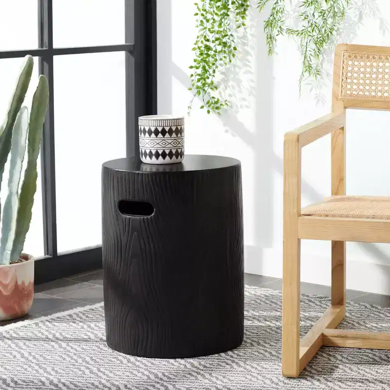 Trunk Accent Stool - Indoor/Outdoor - VNN1004 - Black - Safavieh